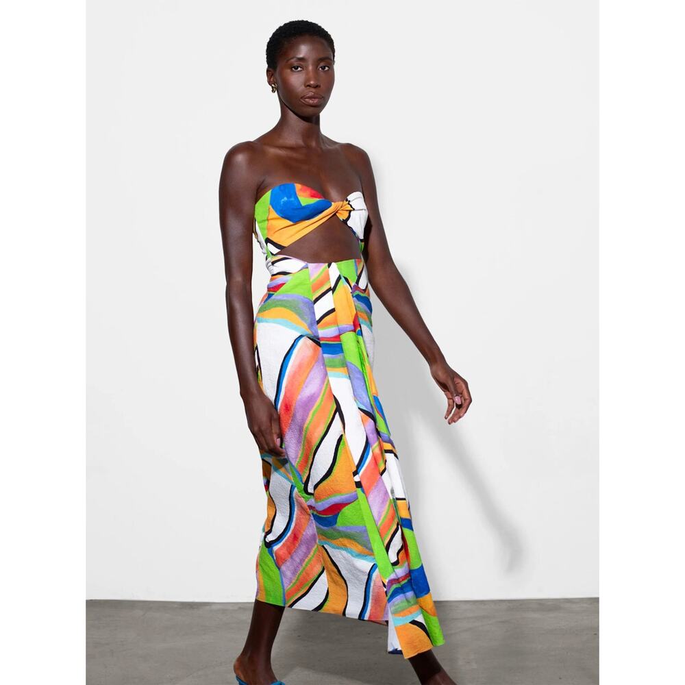 Mara Hoffman Samara Strapless Cutout Dress Alegasia Print New Without Tags